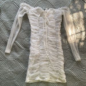 White Mesh Mini Dress